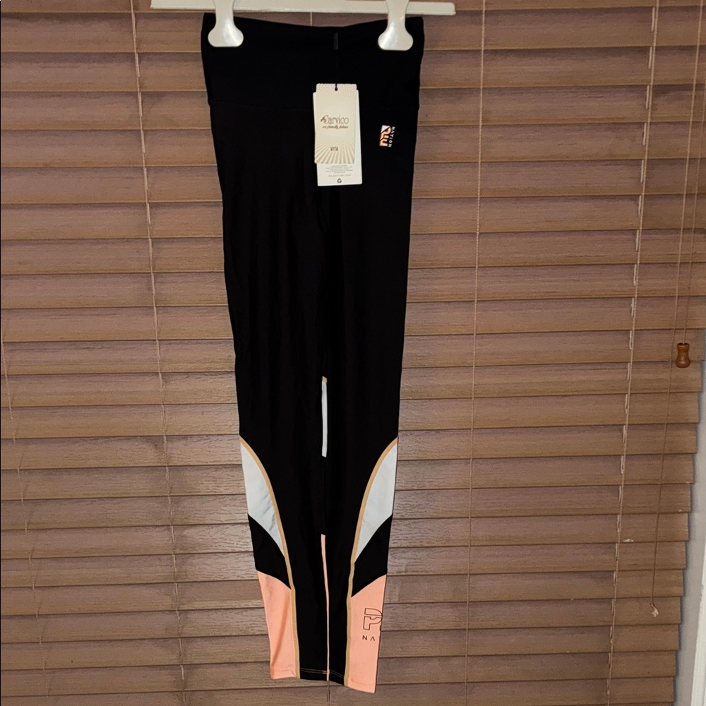 P.E Nation Black Colorblock Leggings with Pink & White Panels